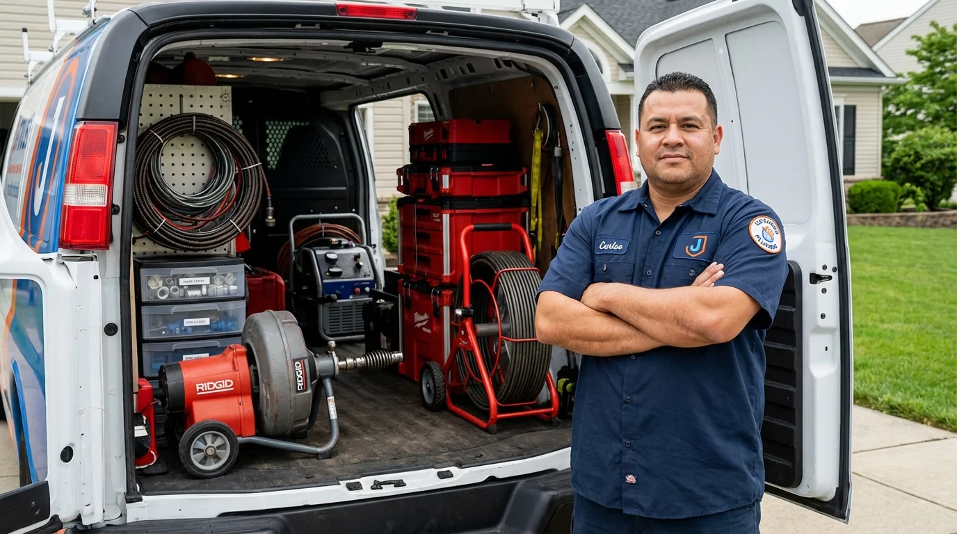 Professional drain cleaning equipment and Johns Plumbing LLC plumber in Holden